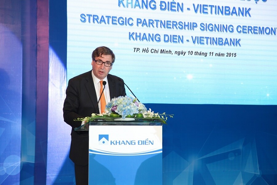 Ông Marc Towsend – Tổng Giám đốc công ty TNHH CBRE Việt Nam tại Lễ ký kết hợp tác chiến lược Khang Điền - Vietinbank 2015
