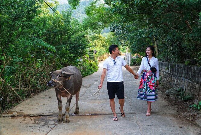Khoảnh khắc hạnh phúc của Shark Hưng và vợ Á hậu Thu Trang tại một vùng quê