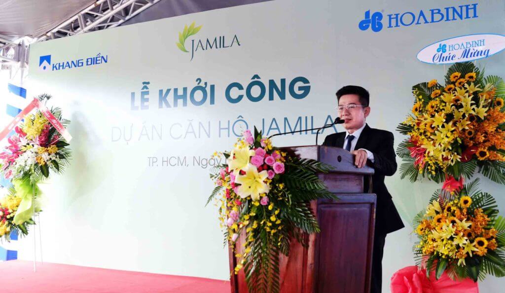 Phó Tổng Giám đốc trương Minh Duy phát biểu tại Lễ khởi công dự án căn hộ Jamila